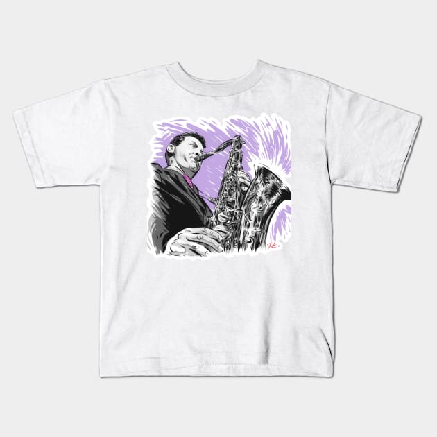 Stan Getz - An illustration by Paul Cemmick Kids T-Shirt by PLAYDIGITAL2020